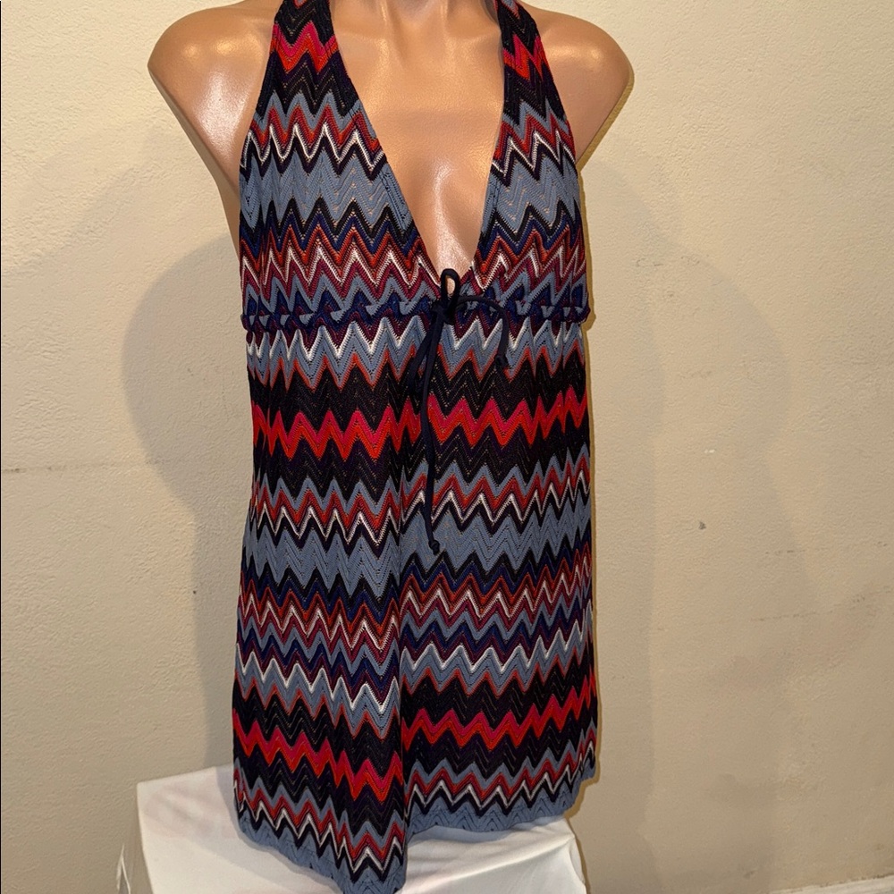 NWT Perry Ellis halter bikini swimsuit crochet cover up dress size S